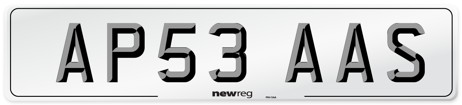 AP53 AAS Number Plate from New Reg